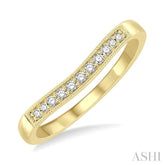 1/10 ctw Curved Center Milgrain Border Round Cut Diamond Wedding Band in 14K Yellow Gold